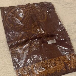 NWT Purple/Gold Pashima Scarf with Fringe